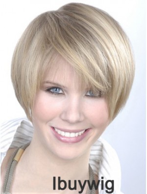 Monofilament Grey Short Straight 8 inch Platinum Blonde Gorgeous Fashion Wigs