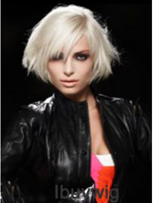 Lace Front Layered Short Straight 12 inch Platinum Blonde Comfortable Fashion Wigs