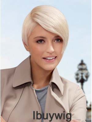 Lace Front Boycuts Short Straight 8 inch Platinum Blonde Style Fashion Wigs