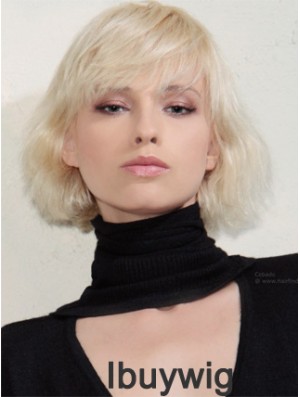 Capless Bobs Chin Length Wavy 12 inch Platinum Blonde New Fashion Wigs