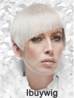 Lace Front Boycuts Short Straight 8 inch Platinum Blonde Cheapest Fashion Wigs