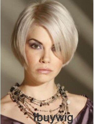 Capless Grey Short Straight 8 inch Platinum Blonde Amazing Fashion Wigs