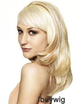 Blonde 16 inch Wavy Capless Synthetic Long 3/4 Wigs Cheap