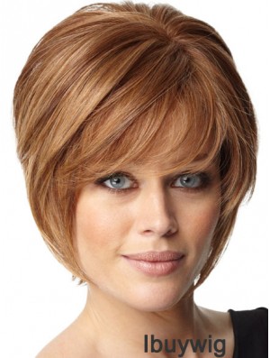 Auburn Straight Chin Length Bobs Capless Cheap Ladies Wigs UK