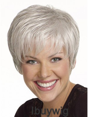 Straight Capless 8 inch Amazing Short Grey Wigs