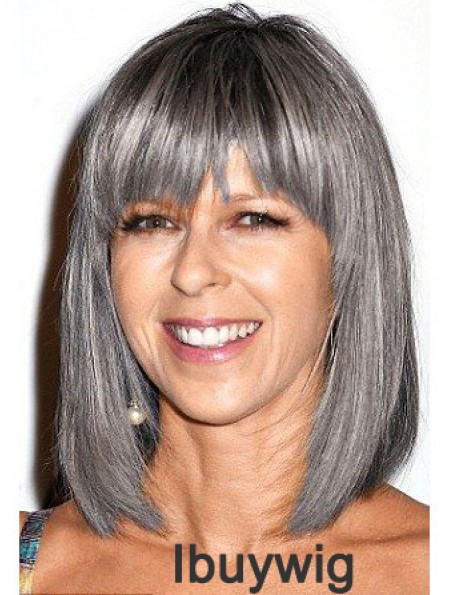 Straight Lace Front 12 inch Modern Shoulder Length Grey Wigs