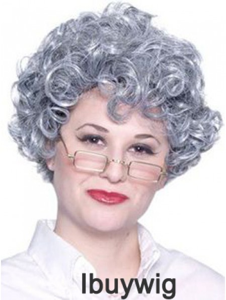 Curly Lace Front 8 inch Best Short Grey Wigs