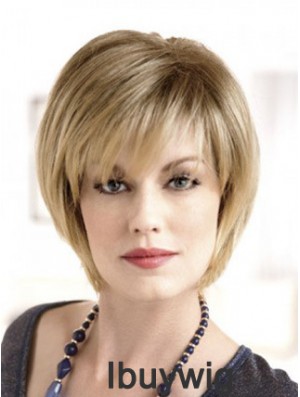 Lace Front Straight Layered Short 8 inch Top Human Hair Wigs