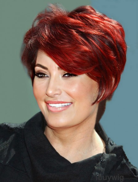Wigs UK Human Hair With Capless Wavy Style Red Color
