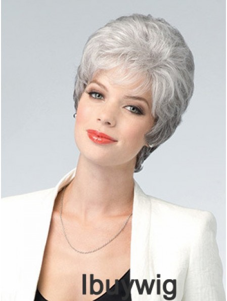 Lace Front Wig Grey Cut Wavy Style Short Length With Remy