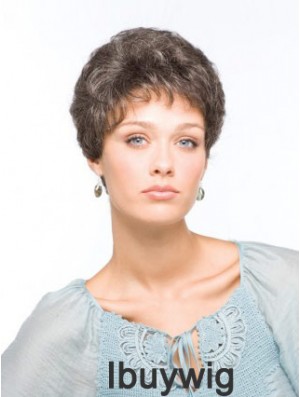 Synthetic Beautiful Short Wavy Grey Wigs