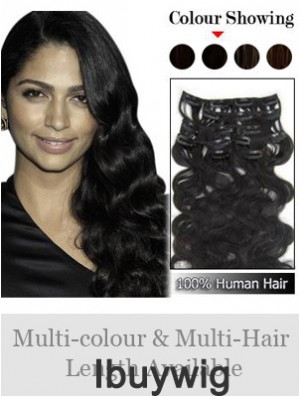 Great Black Wavy Remy Human Hair Clip In Hair Extensions