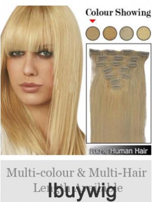 Trendy Blonde Straight Remy Human Hair Clip In Hair Extensions