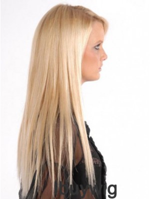 Popular Blonde Straight Remy Human Hair Clip In Hair Extensions