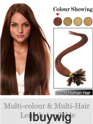 Auburn Straight Hairstyles Nail/U Tip Hair Extensions