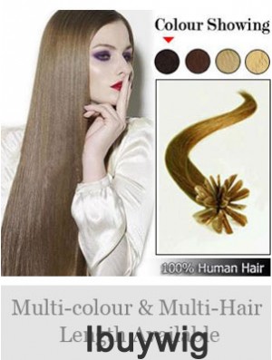 Brown Straight Modern Nail/U Tip Hair Extensions