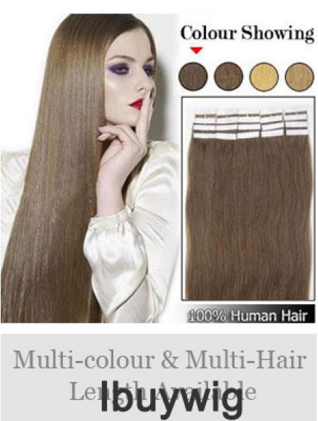 Brown Straight Exquisite Remy Human Hair Tape In Hair Extensions