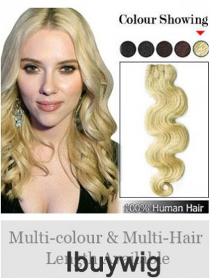 Wavy Remy Human Hair Blonde Fashionable Weft Extensions