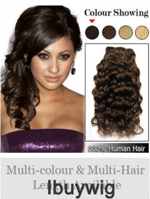 Curly Remy Human Hair Brown Online Weft Extensions