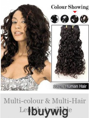 Curly Remy Human Hair Black Modern Weft Extensions