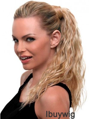 Blonde Ponytail Wavy Style Long Length With Synthetic